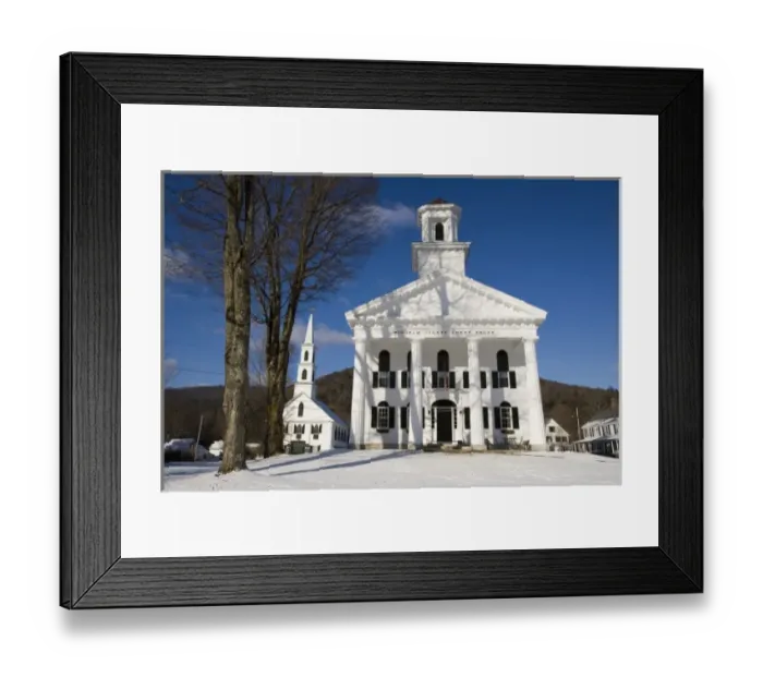 Framed Print : First Congregational Church of Newfane and the Windham County Court House on Framed Print : First Congregational Church of Newfane and the Windham County Court House on