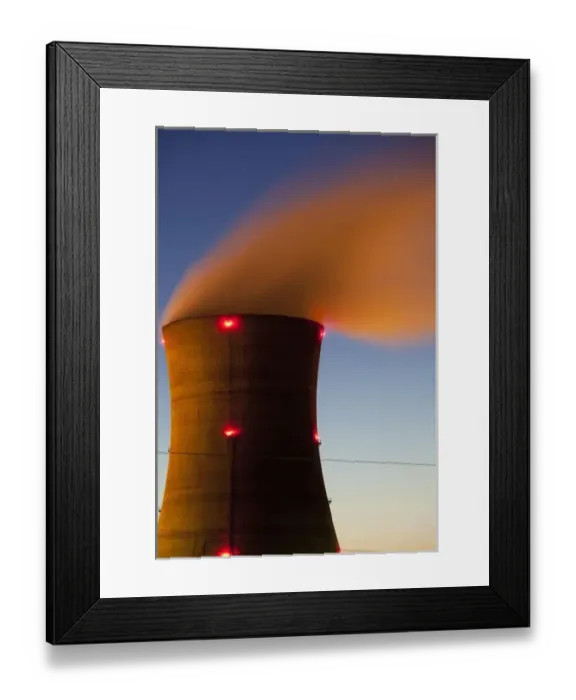 Framed Print : USA, Pennsylvania, Middletown, Steam vents from cooling tower at Three Mile Island