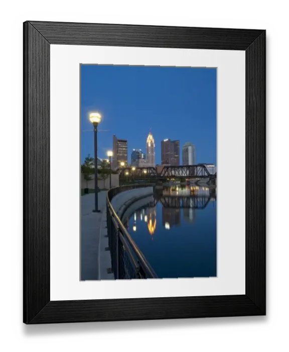 Framed Print : USA, Ohio, Columbus: City skyline and the Scioto River Framed Print : USA, Ohio, Columbus: City skyline and the Scioto River