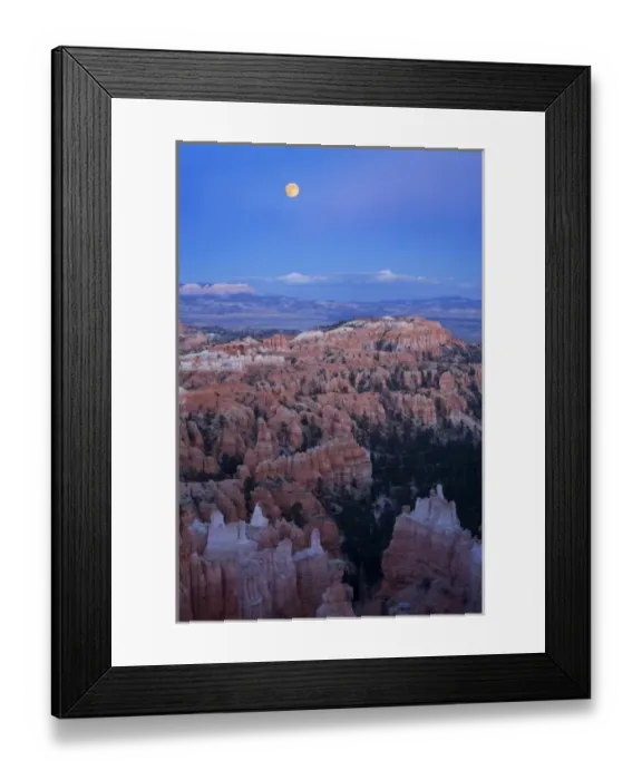 Framed Print : USA, Utah, Bryce Canyon National Park. Moonrise over Sunset Point Framed Print : USA, Utah, Bryce Canyon National Park. Moonrise over Sunset Point