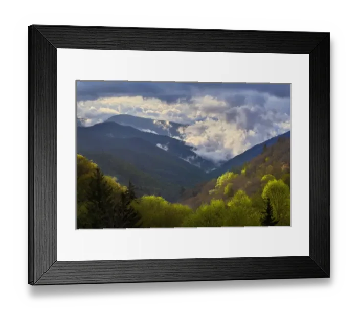 Framed Print : Clouds in Oconaluftee Valley at sunrise, Great Smoky Mountains National Park, North Framed Print : Clouds in Oconaluftee Valley at sunrise, Great Smoky Mountains National Park, North