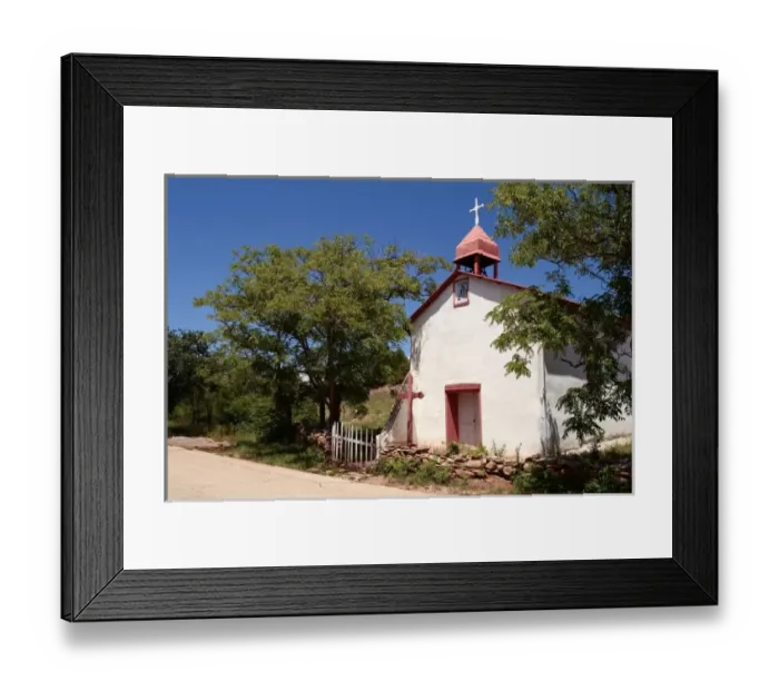 Framed Print : Santa Fe, New Mexico, USA. Nearby quaint, old, chapel on the Santa Fe Trail
