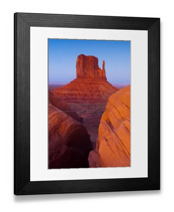 Framed Print : USA, Utah. Sunset on Mitten Buttes at Monument Valley Navajo Tribal Park