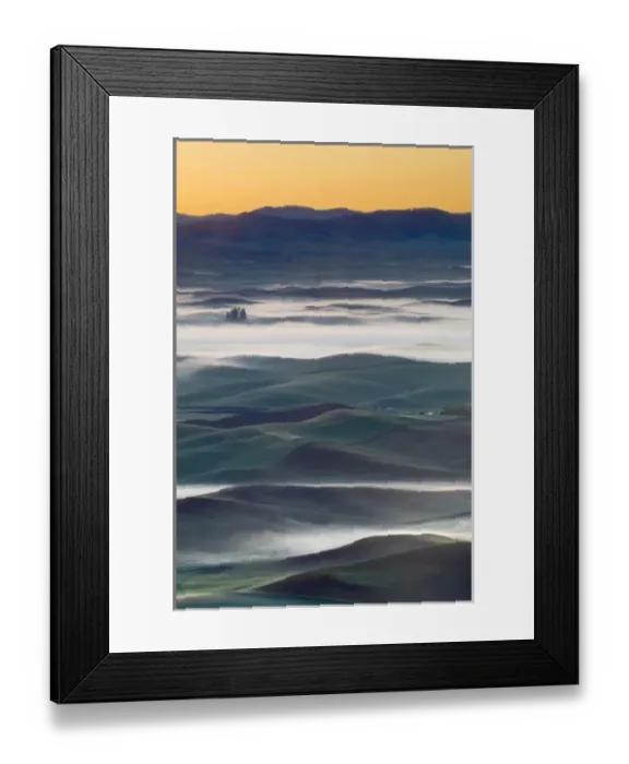 Framed Print : USA, WA, Whitman Co. Foggy Palouse Farm Fields From Steptoe Butte SP at Dawn, Whitman Co