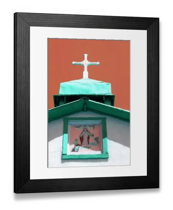 Framed Print : Santa Fe, New Mexico, USA. Nearby quaint, old, chapel on the Santa Fe Trail