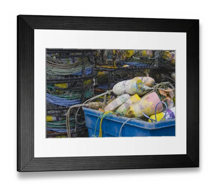 Framed Print : OR, Oregon Coast, Newport, Fishing floats and Crab pots, at the Port of Newport Framed Print : OR, Oregon Coast, Newport, Fishing floats and Crab pots, at the Port of Newport