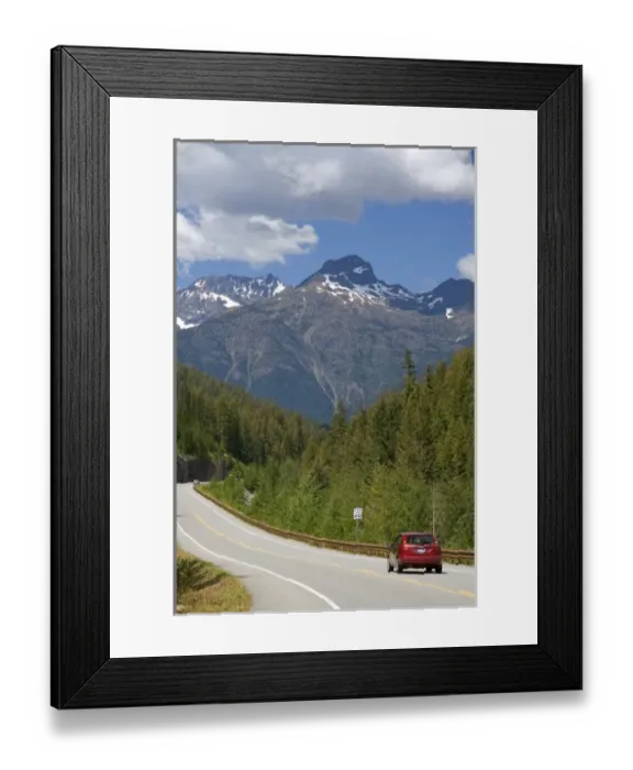 Framed Print : Automobile traveling on Washington State Highway 20 in the North Cascade Range, Washington Framed Print : Automobile traveling on Washington State Highway 20 in the North Cascade Range, Washington