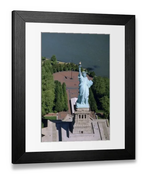 Framed Print : Aerial view of The Statue of Liberty in New York