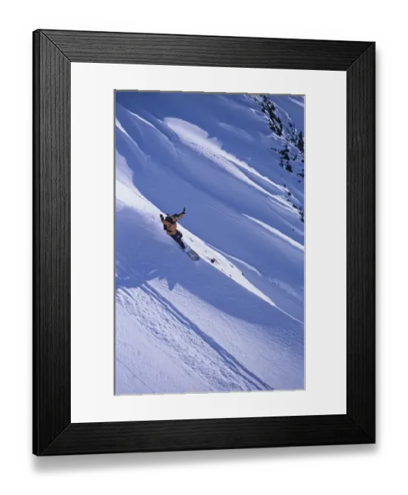 Framed Print : Snowboarded rides a ridgeline in Big Cottonwood on his Voile Splitboard, Wasatch-Cache N Framed Print : Snowboarded rides a ridgeline in Big Cottonwood on his Voile Splitboard, Wasatch-Cache N