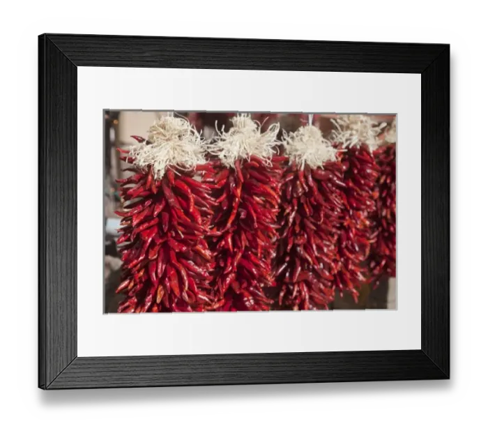 Framed Print : Red chili peppers on display in downtown Santa Fe New Mexico