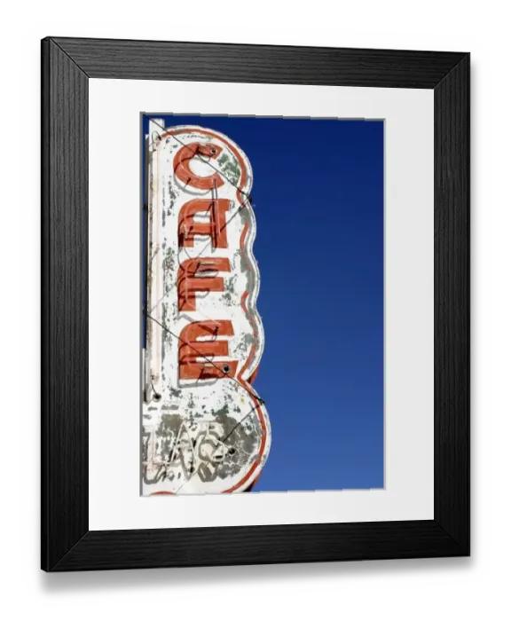 Framed Print : Las Vegas, New Mexico, United States. Vintage cafe sign