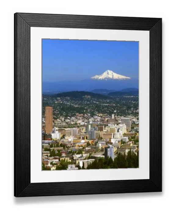 Framed Print : USA, Oregon, Portland. City skyline & Mt. Hood viewed from the Pittock Mansion Framed Print : USA, Oregon, Portland. City skyline & Mt. Hood viewed from the Pittock Mansion