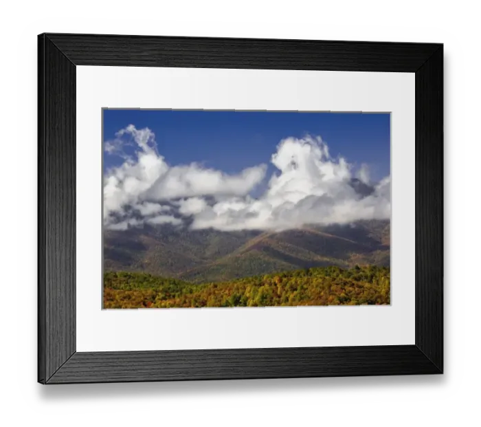 Framed Print : Autumn view of Southern Appalachian Mountains from Blue Ridge Parkway, near Grandfather Mountain