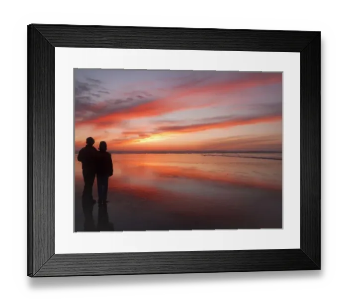 Framed Print : USA, Oregon, Cannon Beach. Couple contemplates the sunset Framed Print : USA, Oregon, Cannon Beach. Couple contemplates the sunset