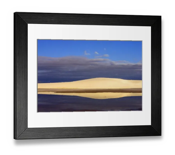 Framed Print : Early morning reflections of sand dunes at White Sands National Monument