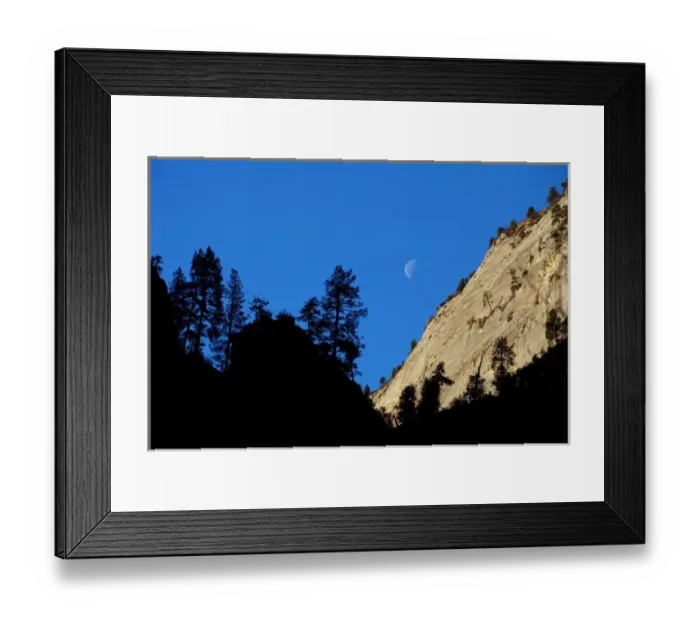Framed Print : Moonset in Zion Canyon in Zion National Park in Utah