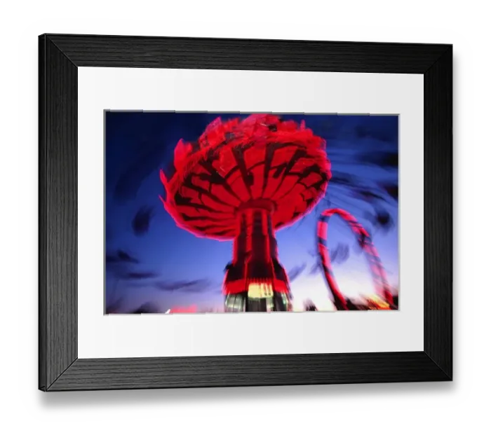 Framed Print : USA, Washington, Puyallup. Abstract of a fair ride at night