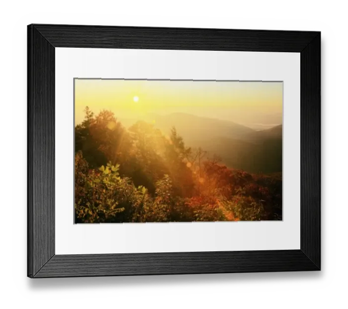 Framed Print : Autumn colors in the southern Appalachian Mountains at sunrise, from Blue Ridge Parkway Framed Print : Autumn colors in the southern Appalachian Mountains at sunrise, from Blue Ridge Parkway