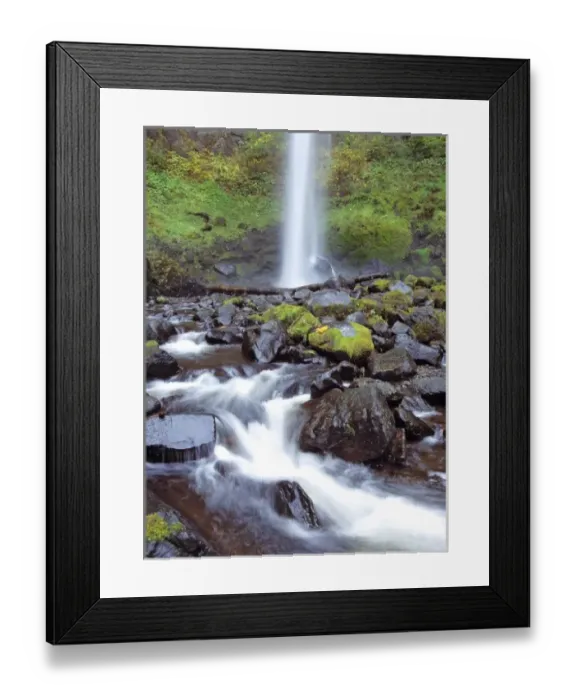 Framed Print : USA, Oregon, Ellowah Falls. Ellowah Falls flows into the Columbia Gorge in Oregon Framed Print : USA, Oregon, Ellowah Falls. Ellowah Falls flows into the Columbia Gorge in Oregon