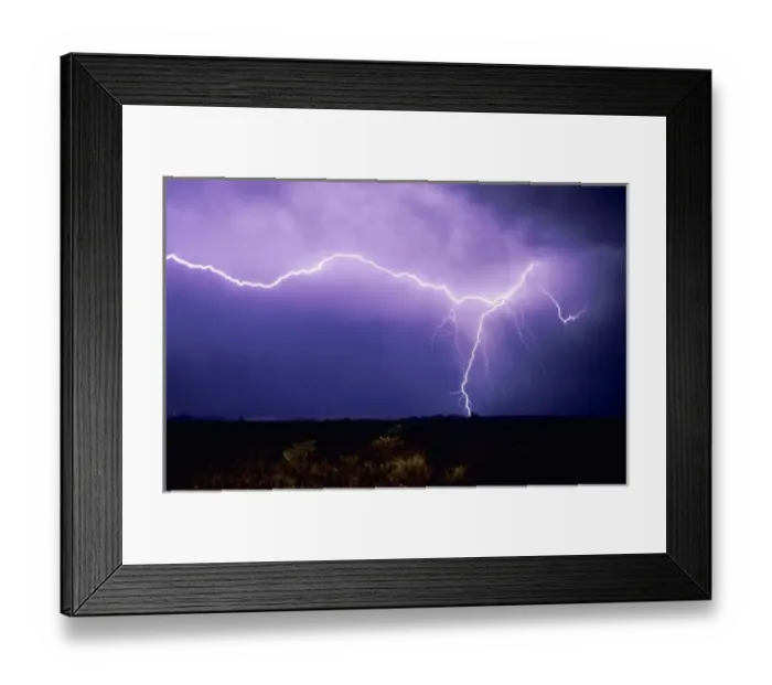 Framed Print : Lightning strike over desert, Big Bend National Park, Texas, USA