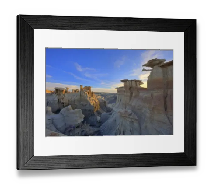 Framed Print : Badlands formations in the Bisti Wilderness in San Juan County, New Mexico, USA Framed Print : Badlands formations in the Bisti Wilderness in San Juan County, New Mexico, USA