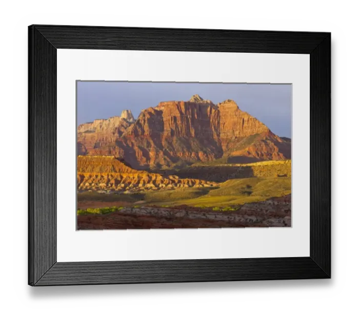 Framed Print : Mount Kinesava bathed in sunset light at Zion National Park, Utah, USA Framed Print : Mount Kinesava bathed in sunset light at Zion National Park, Utah, USA