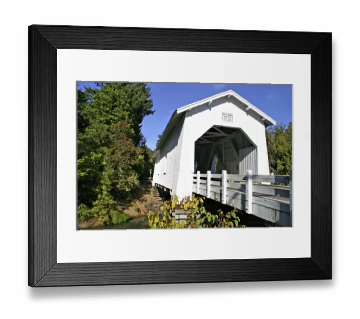 Framed Print : Historic Hoffman Covered bridge near Albany Oregon