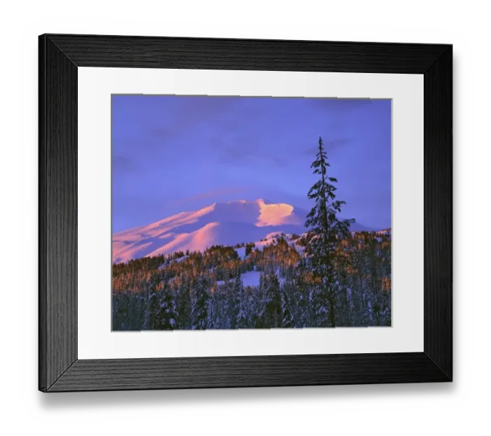 Framed Print : USA, Oregon, Mt Bachelor. Clouds cover the top of Mt Bachelor at dawn in the Cascades Range, Oregon Framed Print : USA, Oregon, Mt Bachelor. Clouds cover the top of Mt Bachelor at dawn in the Cascades Range, Oregon