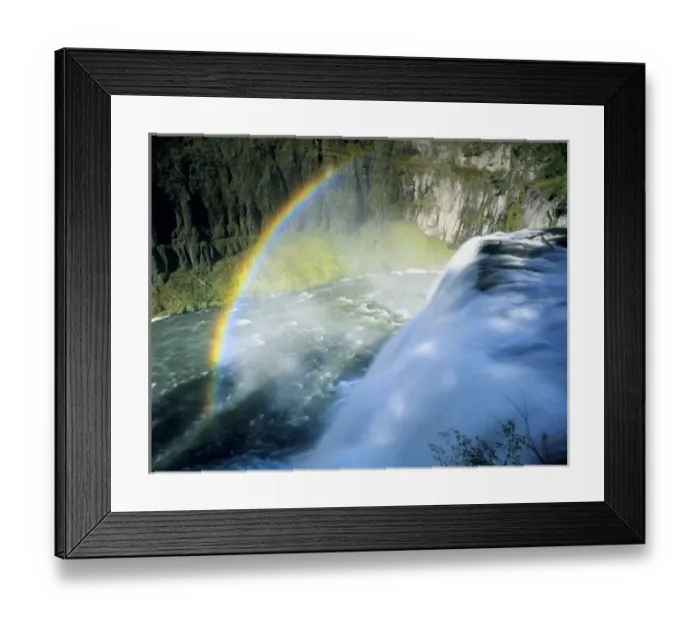 Framed Print : Idaho. USA. Rainbow in spray above Upper Mesa Falls on Henrys Fork of Snake River Framed Print : Idaho. USA. Rainbow in spray above Upper Mesa Falls on Henrys Fork of Snake River