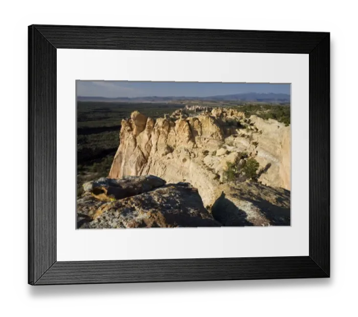Framed Print : NM, New Mexico, El Malpais National Monument, Sandstone Bluffs Overlook, vista over Framed Print : NM, New Mexico, El Malpais National Monument, Sandstone Bluffs Overlook, vista over