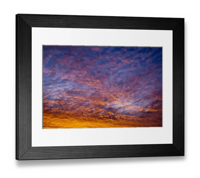 Framed Print : Vivid sunrise looking over the morning fog in the Blue Ridge mountains near Brevard