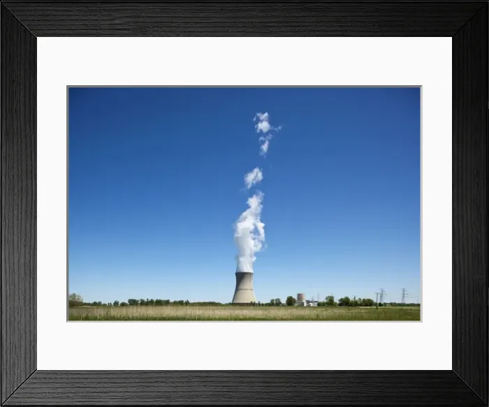 Framed Print : USA, Ohio, Locust Point, Davis Besse nuclear power plant along Lake Erie