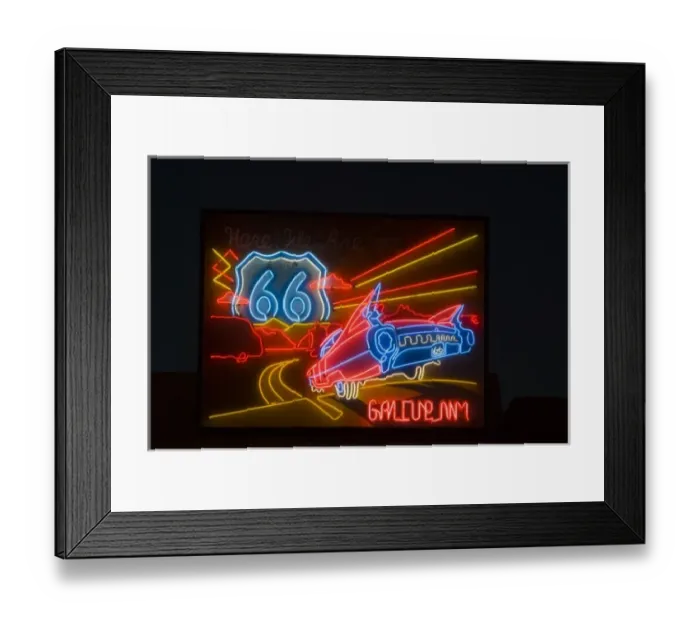 Framed Print : USA, NM, Historic Route 66 Neon sign - Gallup Chamber of Commerce