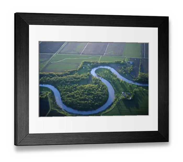 Framed Print : Aerial view of the Red River of the North which seperates Minnesota and North Dakota