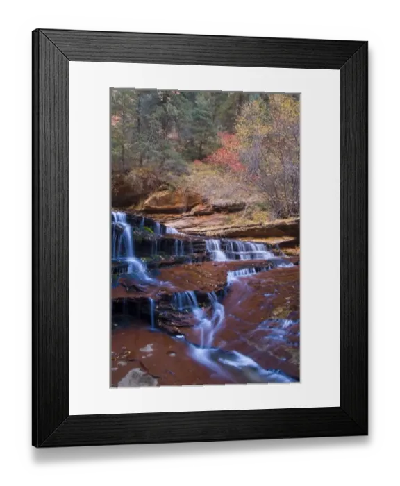 Framed Print : Archangel cascades in the Left Fork of the Virgin River in Zion National Park in