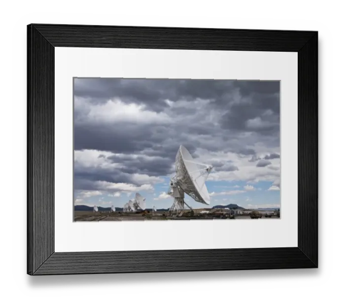 Framed Print : USA, New Mexico, Socorro, Radio telescopes under summer storm clouds at VLA Radio