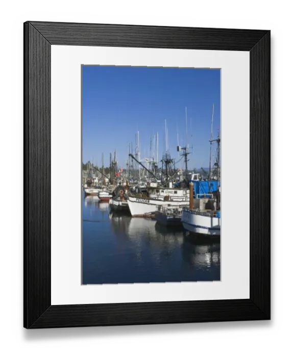 Framed Print : USA, OR, Newport, Fishing Boats in Harbor