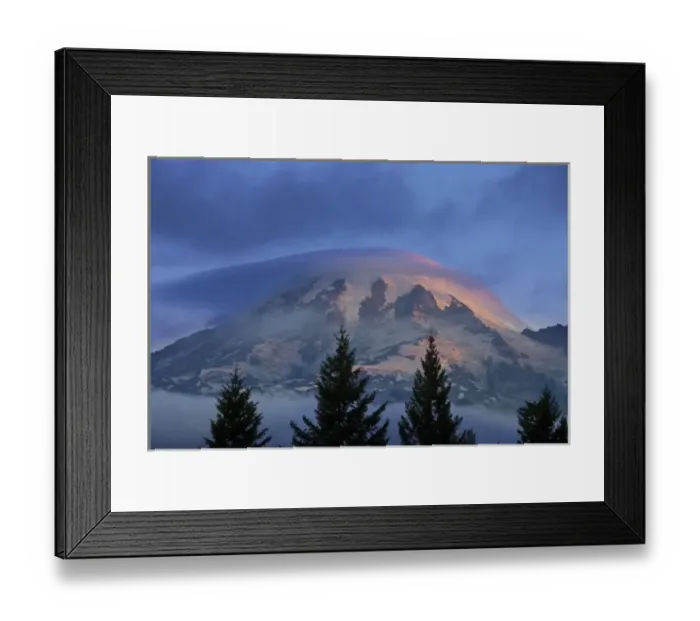 Framed Print : First light of the day strikes the slopes of Mount Rainier in Mount Rainier National Framed Print : First light of the day strikes the slopes of Mount Rainier in Mount Rainier National