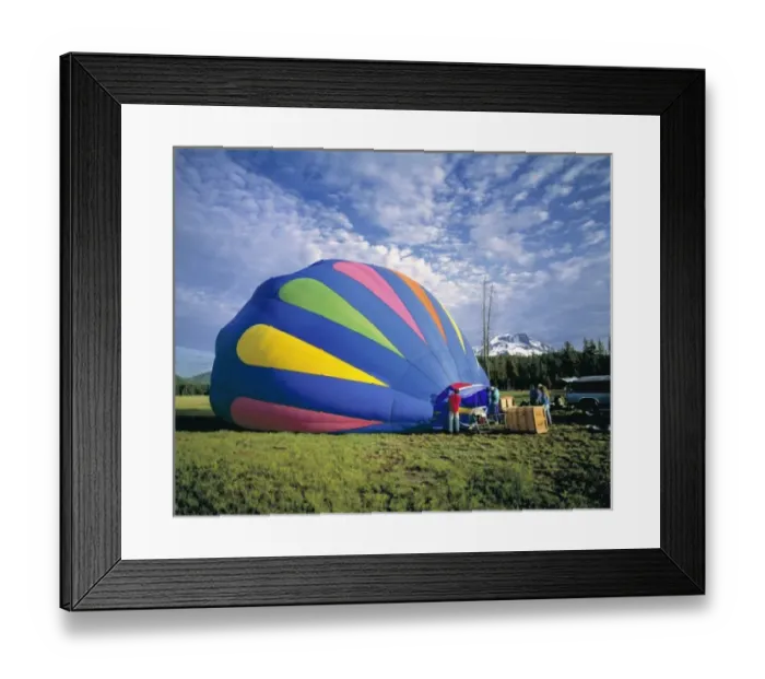 Framed Print : USA, Oregon, Sparks Meadow. A crew fills a hot-air balloon in Sparks Meadow, near Bend, Oregon Framed Print : USA, Oregon, Sparks Meadow. A crew fills a hot-air balloon in Sparks Meadow, near Bend, Oregon