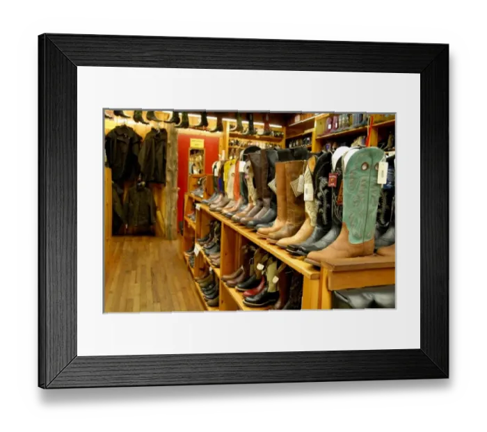 Framed Print : North America, USA, South Dakota, Wall, Wall Drug. Cowboy boots. Property release Framed Print : North America, USA, South Dakota, Wall, Wall Drug. Cowboy boots. Property release
