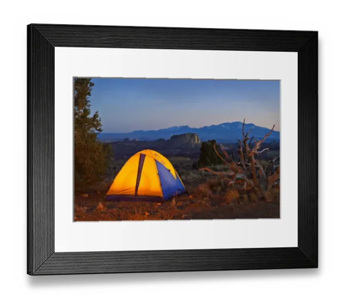 Framed Print : USA, Utah. A tent glowing at dusk on the San Rafael Swell Framed Print : USA, Utah. A tent glowing at dusk on the San Rafael Swell