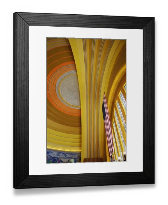 Framed Print : Art deco architectural details and American flag in rotunda of Cincinnati Museum Framed Print : Art deco architectural details and American flag in rotunda of Cincinnati Museum