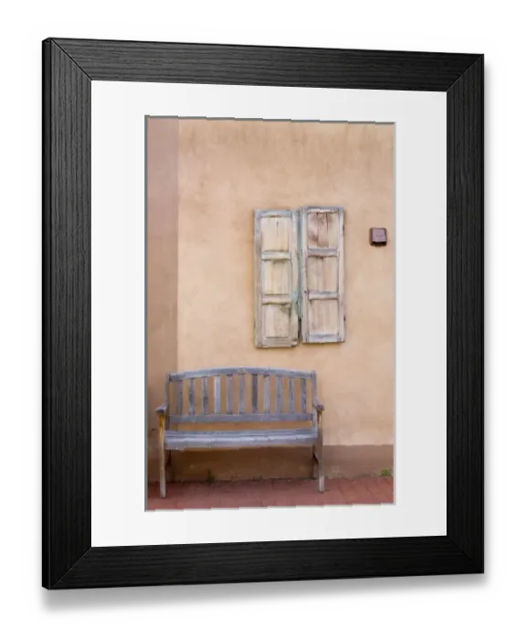 Framed Print : NM, New Mexico, Santa Fe, Canyon Road, legendary for its many art galleries, bench scene Framed Print : NM, New Mexico, Santa Fe, Canyon Road, legendary for its many art galleries, bench scene