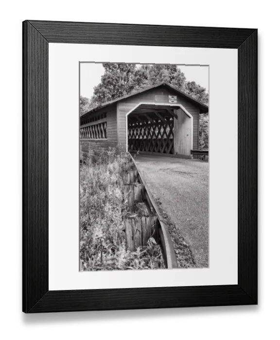 Framed Print : Covered Bridges of Vermont by river Henry Bridge in Bennington VT 1840 wood wooden red