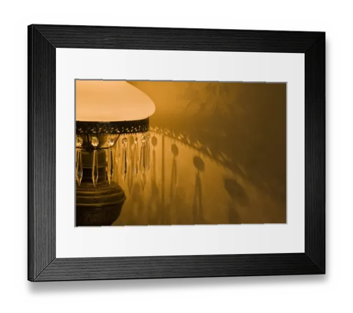 Framed Print : USA, Oregon, Cape Blanco. An antique lamp makes wall shadows in Hughes House at Cape
