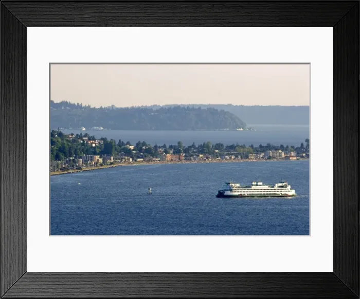 Framed Print : Washington State Ferry Boat in Elliott Bay at Seattle, Washington Framed Print : Washington State Ferry Boat in Elliott Bay at Seattle, Washington