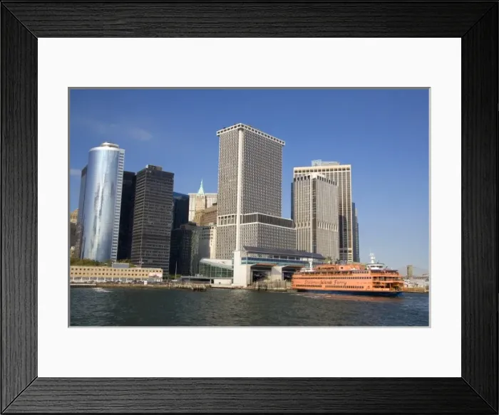 Framed Print : Staten Island Ferry docked near Battery Park in Lower Manhattan, New York City, New York, USA