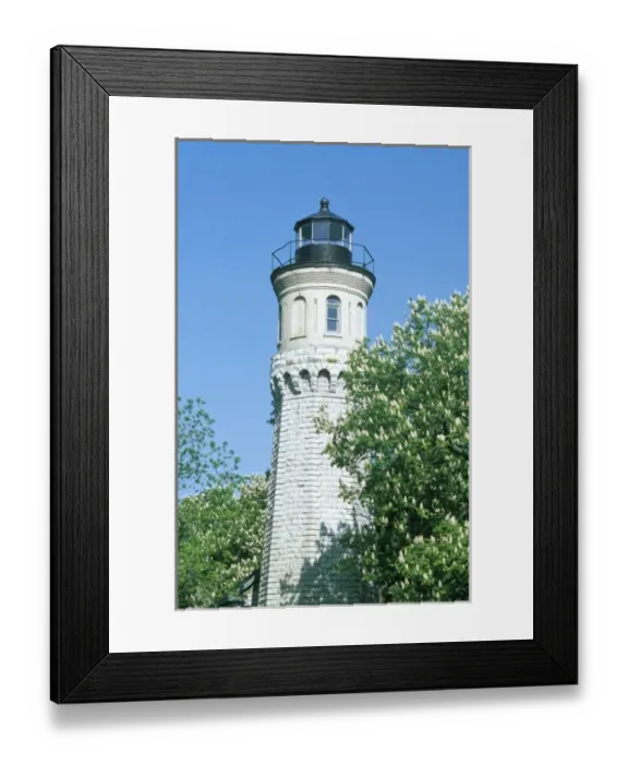 Framed Print : USA, New York, Youngstown. Historic lighthouse near Old Fort Niagara