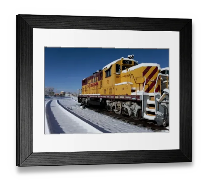 Framed Print : Santa Fe, New Mexico, USA. Railyard district, vintage trains