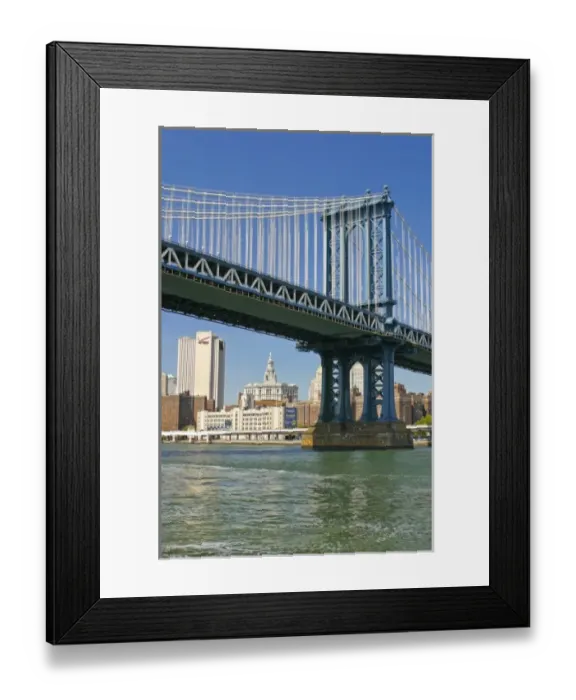 Framed Print : USA, New York, New York City. Manhattan Bridge over the East River with Manhattan Framed Print : USA, New York, New York City. Manhattan Bridge over the East River with Manhattan